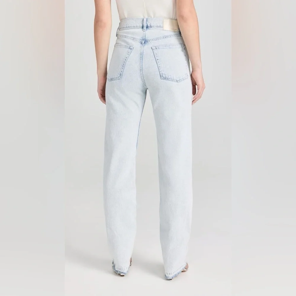 NWOT rag & bone Harlow Midrise Straight Jeans - raw hem light Raquel wash 28